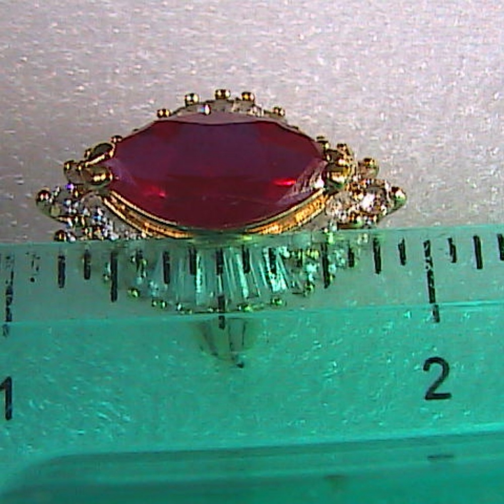 Sterling Silver Ruby Clear Stone Ring - image 4